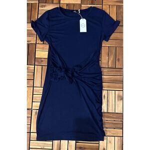 New- medium-Women's Casual Short Sleeve Wrap Bodycon Ruched Tie Waist Dress